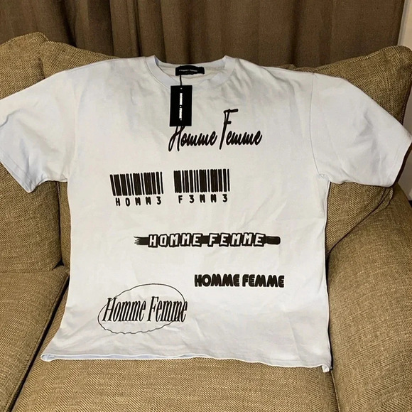 NWT HOMME + FEMME™️ short sleeve t-shirt SIZE XL Blue Color Designer Luxury - Picture 4 of 7